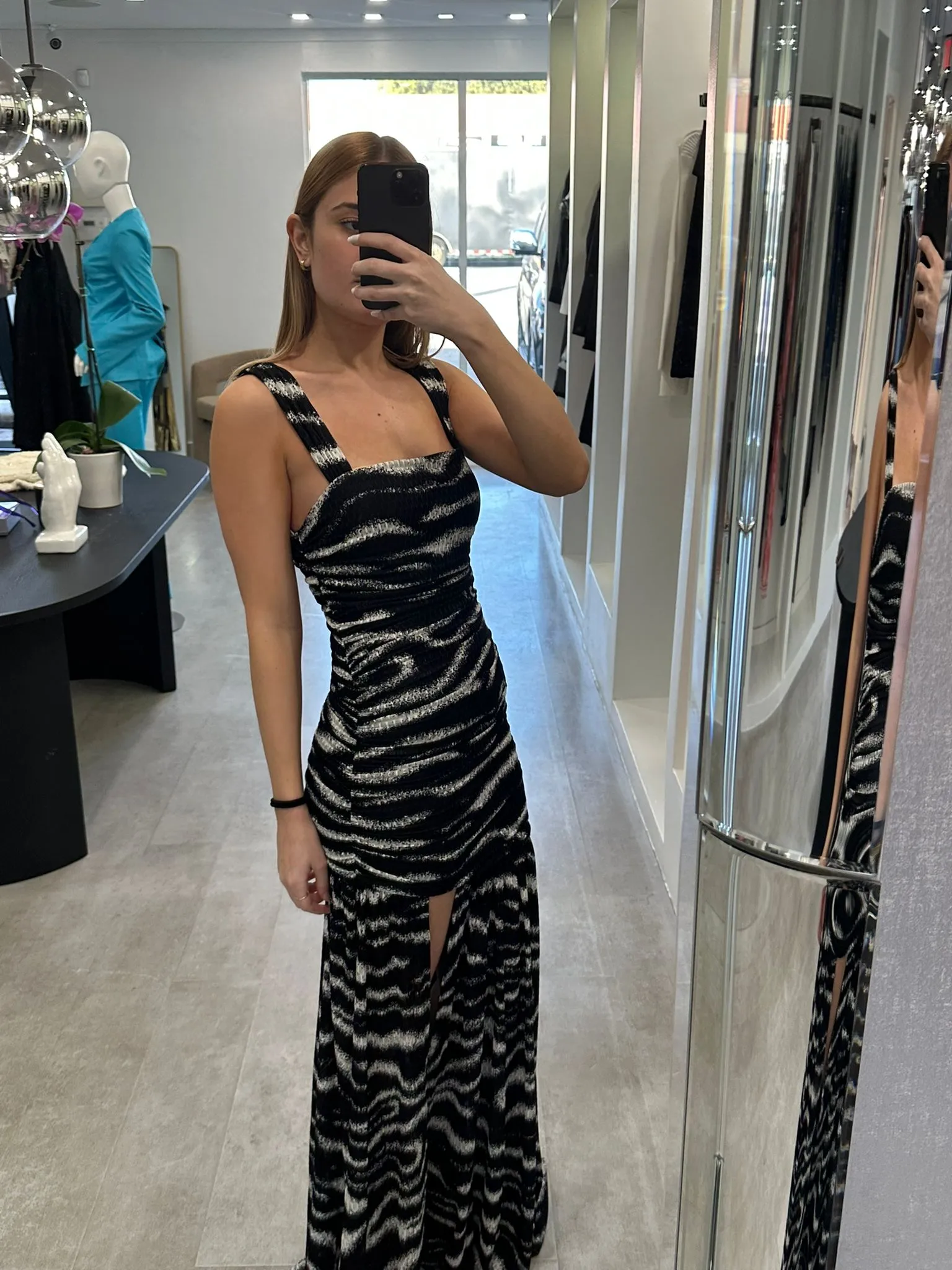 ZEBRA RUCHED DRESS