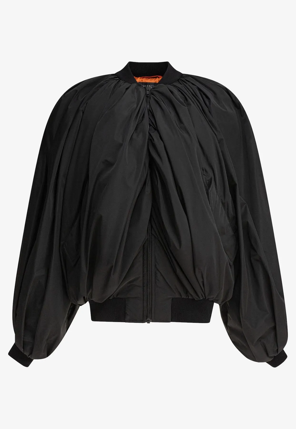 Zip-Up Draped Bomber Jacket