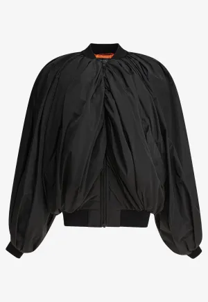 Zip-Up Draped Bomber Jacket