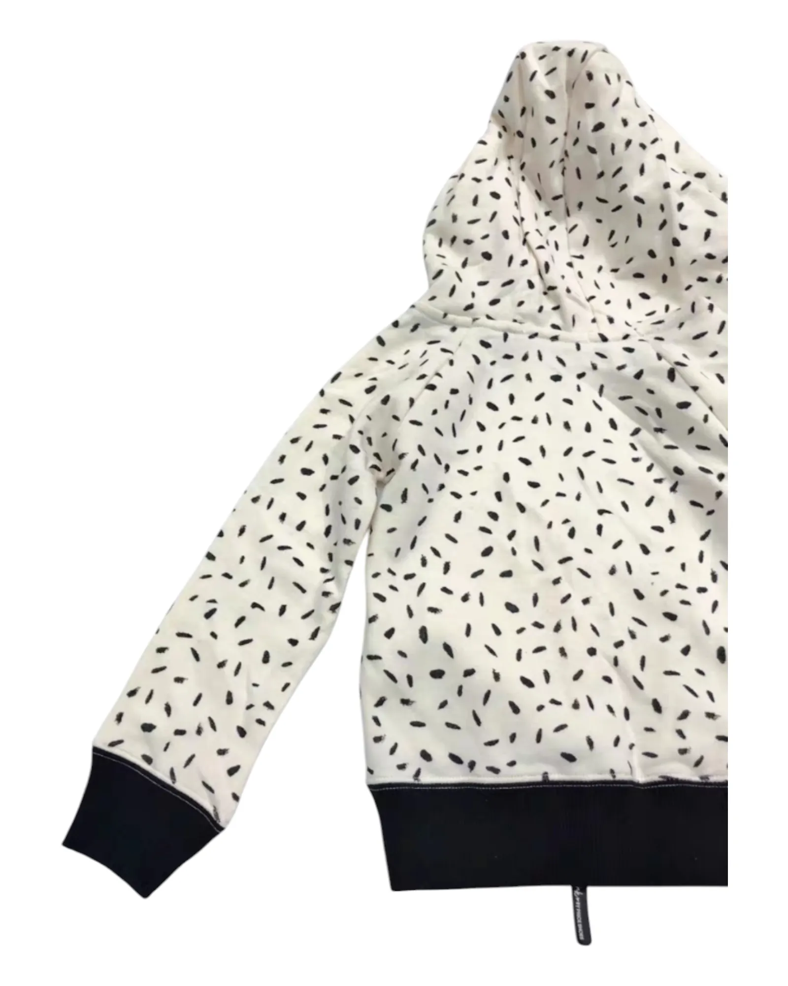 Zip-Up Hooded Jacket with Black and White Pattern
