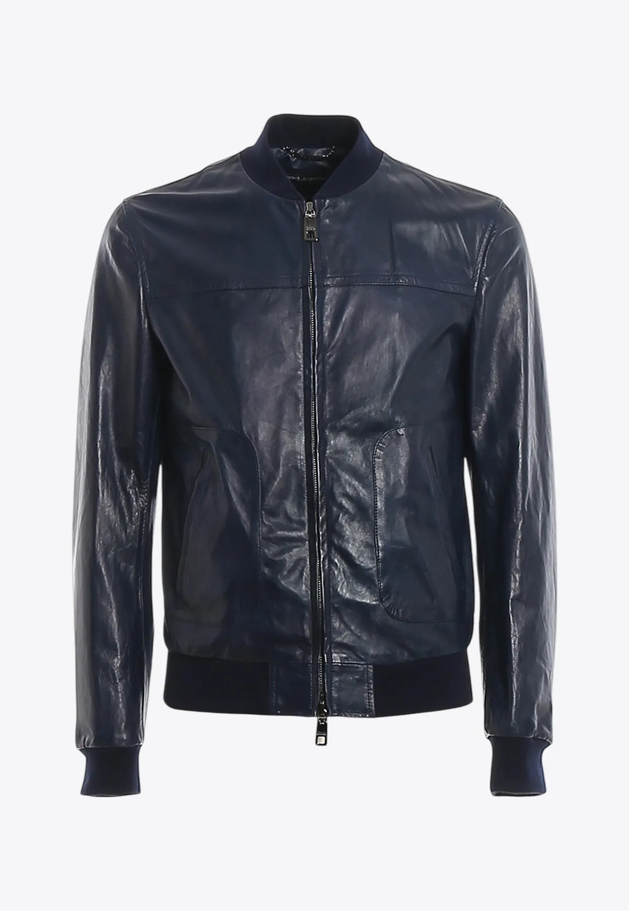 Zip-Up Nappa Leather Bomber Jacket